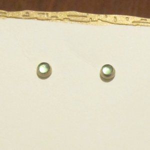 Tiny Green Glass post earrings in gold-colored metal